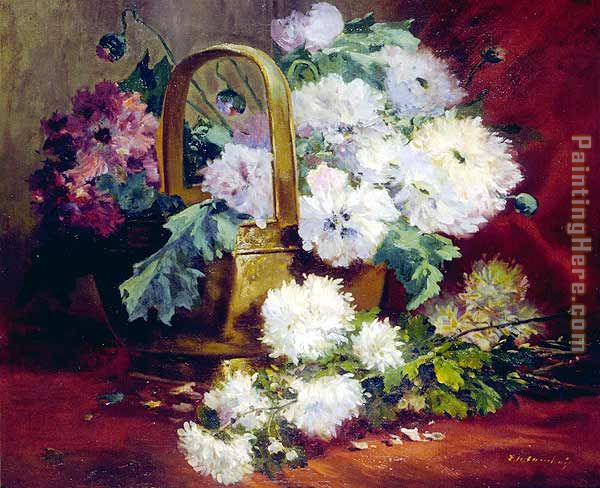 Still Life of Flowers in a Basket painting - Eugene Henri Cauchois Still Life of Flowers in a Basket art painting